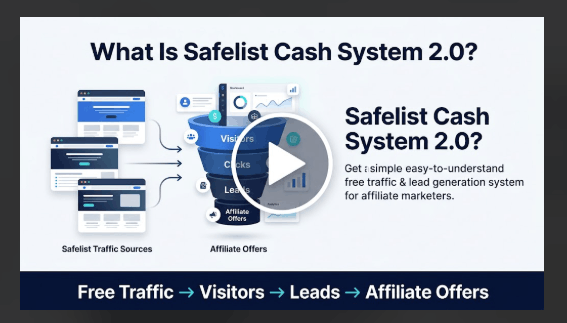 Safelist Cash System 2.0 product overview for generating free traffic and affiliate leads